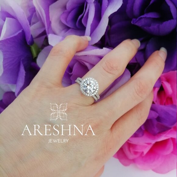 2 Carat Round Cut Lab Created Diamond Engagement Ring Promise Wedding Ring Gift - Picture 8 of 11